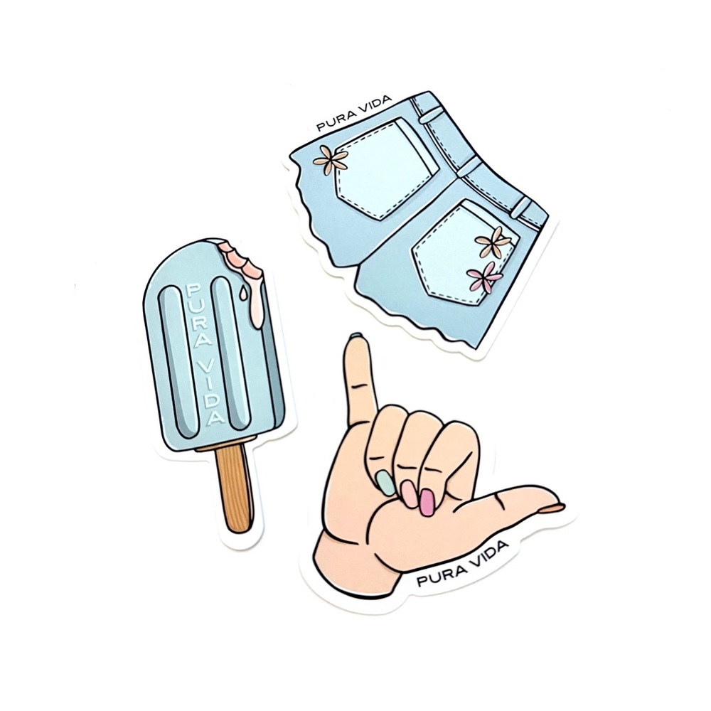 NEW! Pura Vida Blue Popsicle and Denim Stickers